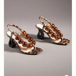 Leopard Print Women's Shoes with Amber Beads NWT